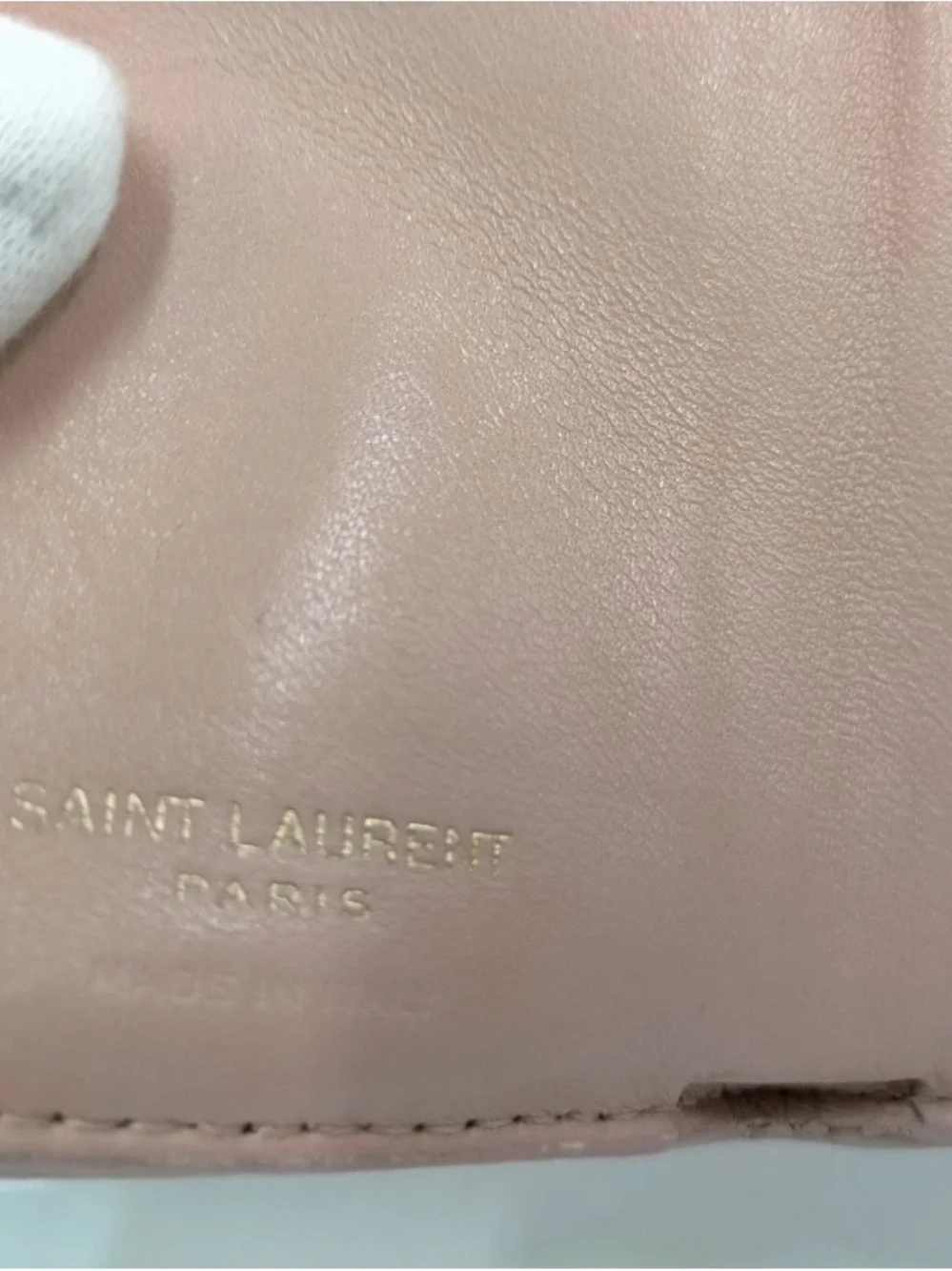 Saint Laurent Blush Quilted Card Holder with Gold YSL Emblem - Picture 5 of 9